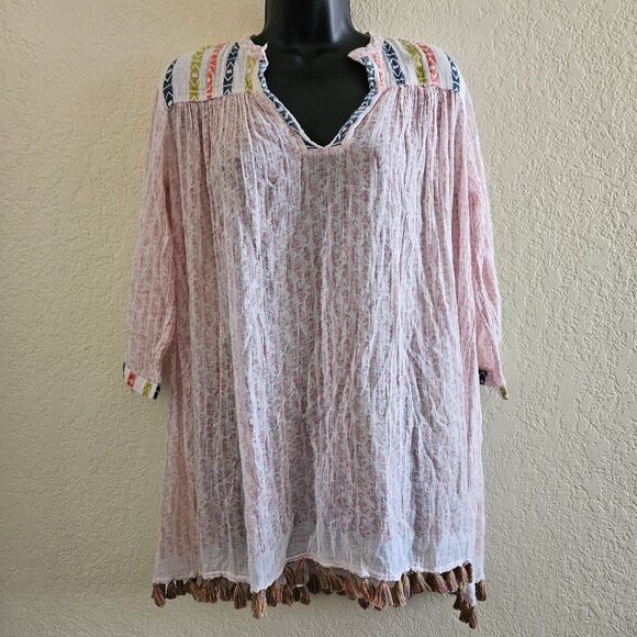 Roberta Roller Rabbit Cover-Up Tunic with Tassels - Picture 1 of 8